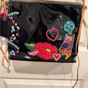 Consuela Embroidered Black Crossbody Bag